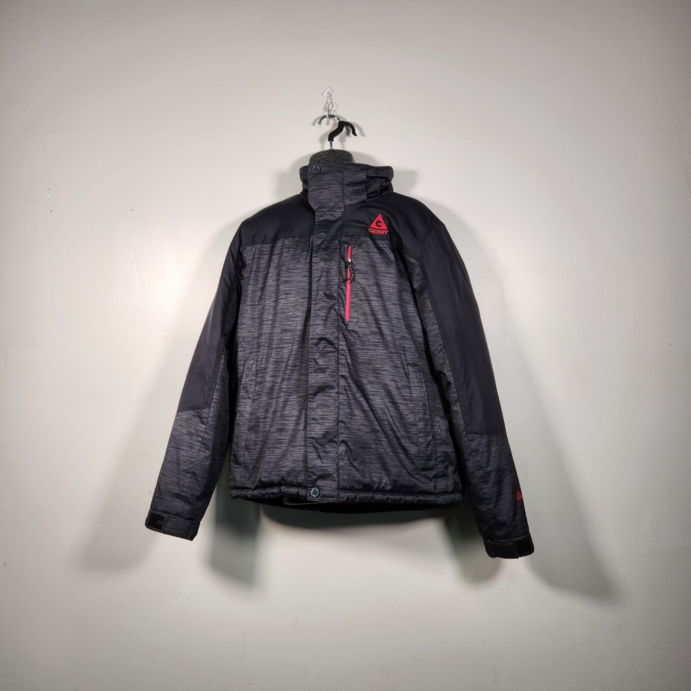 GERRY‎ Performance Jacket Mens Large Black Gray Insulated Hooded Winter Coat Ski